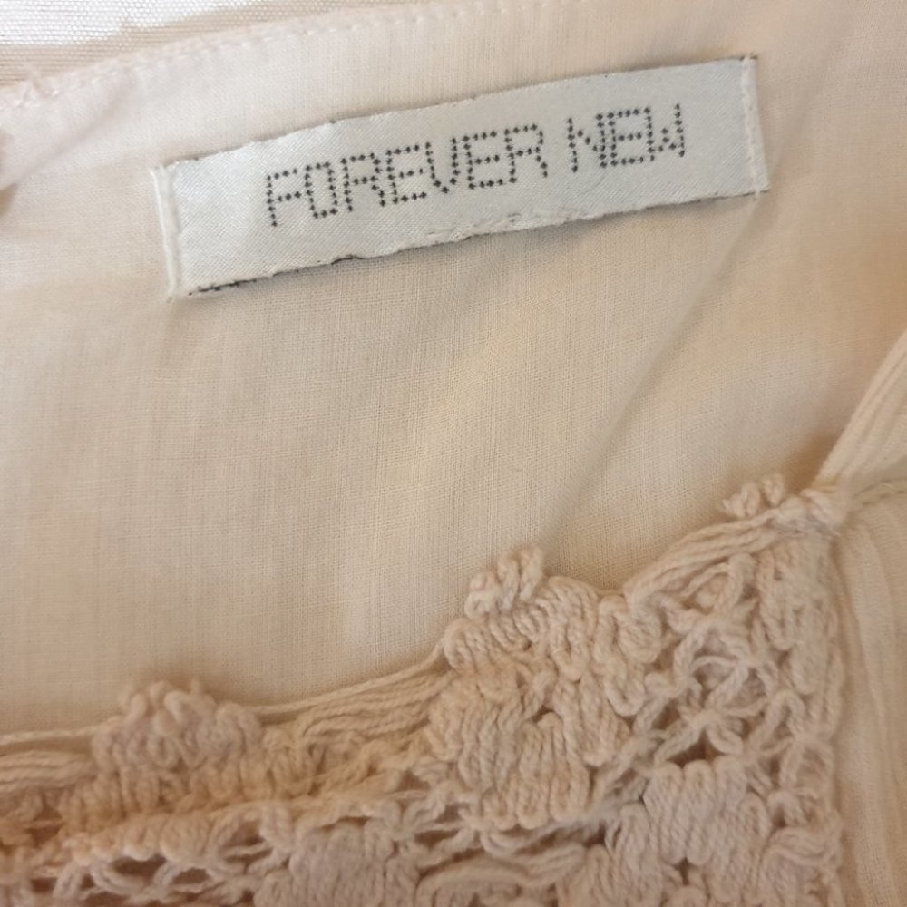 FOREVER NEW AU-8 Light Peach Dress Lined Empire Line Waist w/ Embroidery A-Line - Picture 12 of 14